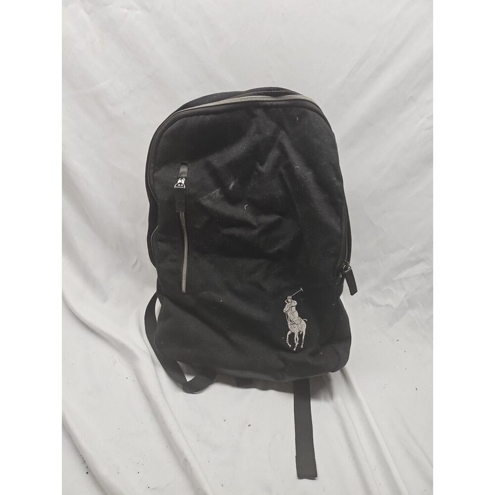 Polo Ralph Lauren Silver Pony Canvas Backpack Rucksack Black
